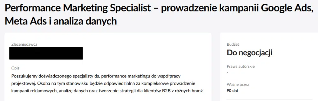 agencja freelancer meta ads ogłoszenie
