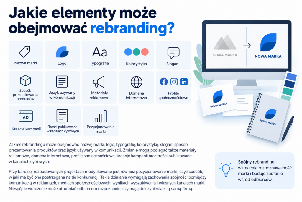 Jakie elementy może obejmować rebranding