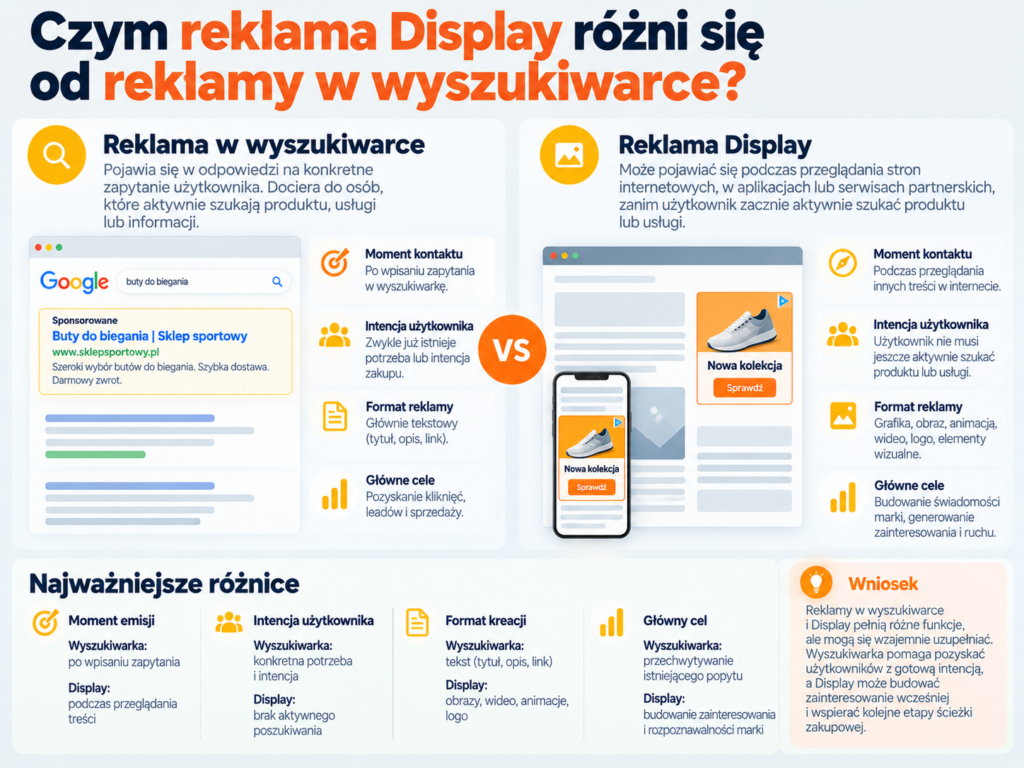Czym reklama Display różni się od reklamy w wyszukiwarce