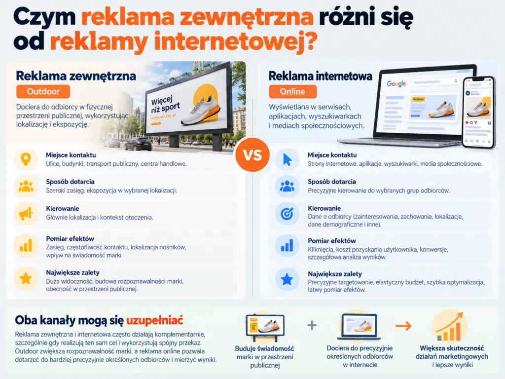 Czym reklama zewnętrzna różni się od reklamy internetowej
